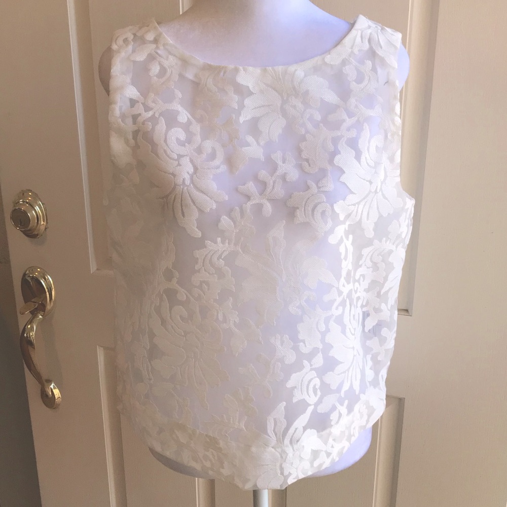 NWOT Banana Republic white lace top. Beautiful, SM